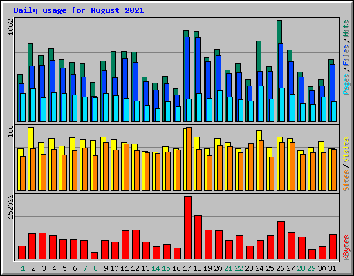 Daily usage for August 2021