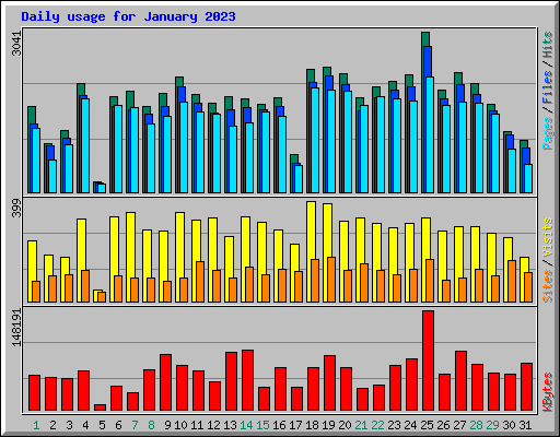 Daily usage for January 2023