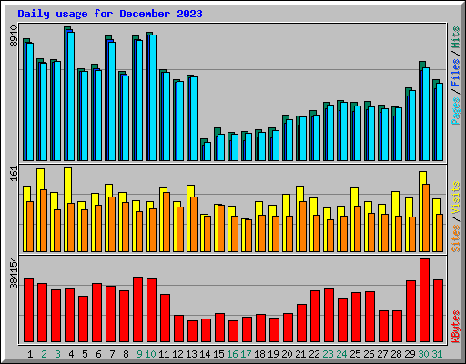 Daily usage for December 2023