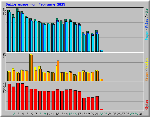 Daily usage for February 2025